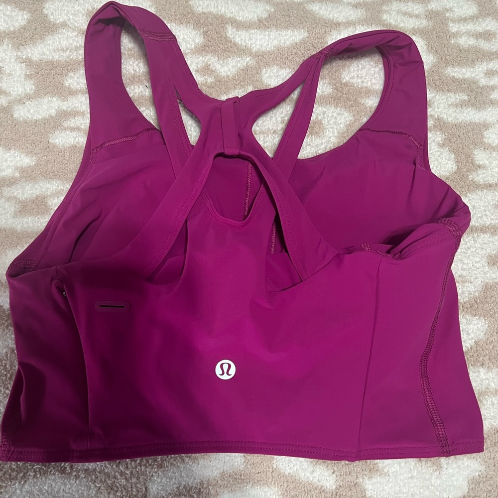 Lululemon magenta long sports bra with phone pocket